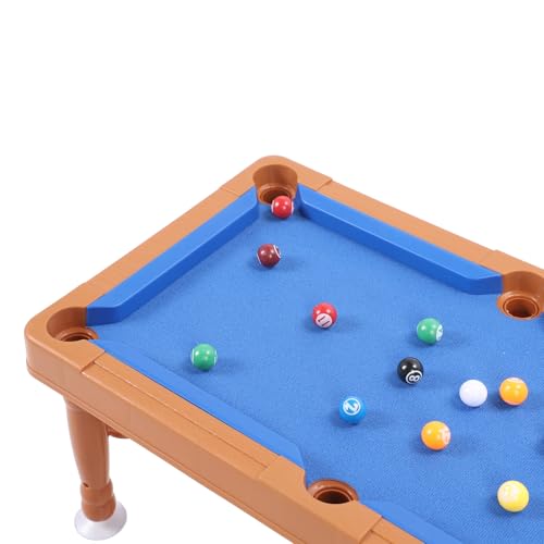Alomejor Multifunctional Kids Billiard Table, 17.32x9.65 Inch Portable Mini Pool Table with 2 Cue Sticks, Balls, Chalk, Brush, Rack, for Children Family Indoor Game Room Entertainment
