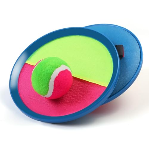 Aneco Toss and Catch Paddle Game Set Disc Paddles and Toss Ball Sport Game with Storage Bag, 6 Paddles and 6 Balls - color: Black/Blue/Yellow