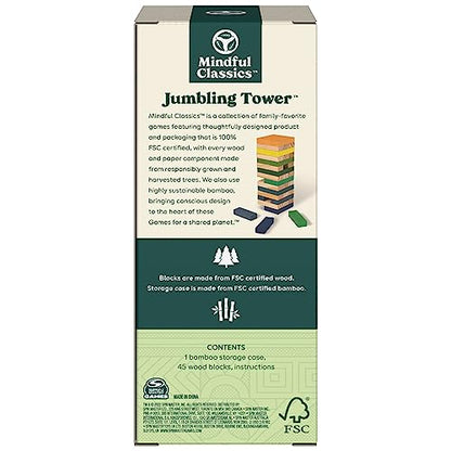 Mindful Classics, Jumbling Tower Sustainable Wooden Blocks Tumbling Toppling Bamboo Wood Party Stacking Game, for Adults and Kids Ages 8 and up - color: Jumbling Tower