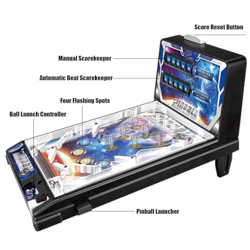 Pinball Machine Game for Kids and Adults, Electronic Arcade Pinball Toy with Lights and Sounds, A Fun Tabletop Puzzle Game for Family
