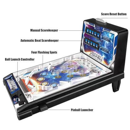 Pinball Machine Game for Kids and Adults, Electronic Arcade Pinball Toy with Lights and Sounds, A Fun Tabletop Puzzle Game for Family