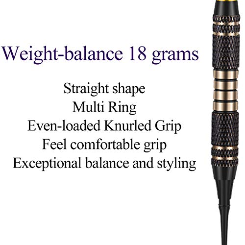 Soft tip Darts Set 18/20 Grams - Professional Darts Plastic Tip with Brass Barrel + Aluminum Shafts + 50 Rubber o-Ring + 6 Flights +50 Soft Tips for Electronic Dartboard - color: 18g-PURPLE