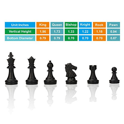 Magnetic Travel Chess Set with Folding Chess Board & 2 Extra Queens & Convenience Bag, Educational Toys for Kids and Adults (Green & White)