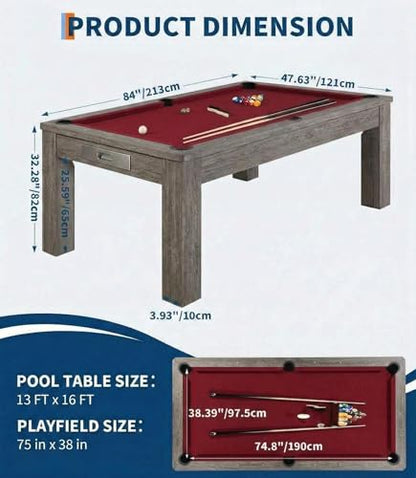 7 FT Pool Table, Complete Set - color: Red