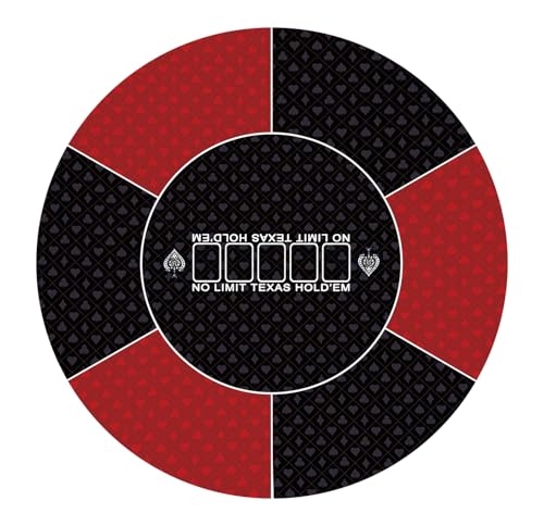 Round Poker Mat,39/47/55/63 inch 6-10 Person Texas Rubber Mat, Foldable Tabletop, Portable Tabletop, Suitable for Games, Blackjack, Casino Layout(Red 120 * 120CM) - color: Red-120cm, size: 120*120cm