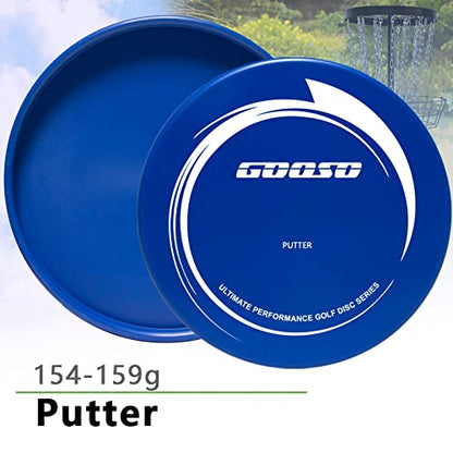 GOOSO Disc Golf Set - Driver, Mid-Range and Putter Discs with Disc Golf Bag for Outdoor and Backyard, Comfortable Plastic, 6 Pack | Driver, Mid-Range and Putter Discs with Comfortable Plastic - style: Bag Blue