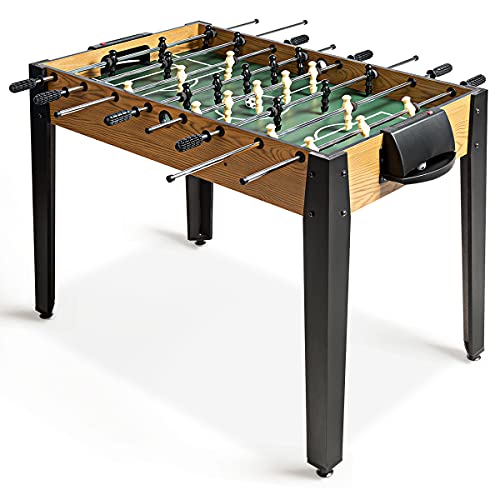 Goplus 48'' Foosball Table, Wooden Soccer Games Table w/ 2 Footballs, Score Keepers, Indoor Home, Game Room, Arcade Competition Sized Football Table for Adult Kids Youth - color: Wood