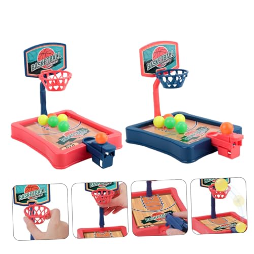 MERRYHAPY 2 Sets Mini Basketball Game for Educational Tabletop Basketball Hoop with Stand Enhances Hand-Eye Coordination and Finger Strength Creative Indoor Playset in Red Blue