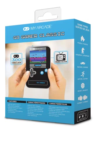 My Arcade Go Gamer Classic-Blue: Preloaded Game Console with 300 Games, 2.5 inch Screen- Fun for The Entire Family - style: Go Gamer Classic-Blue
