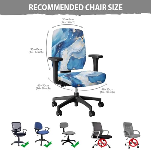 Blue Marble Print Office Chair Arm Cushion Soft Breathable Universal Protective Desk Chair Seat Cover with Armrest Pads for Game and PC Chairs - color: Blue Marble Print