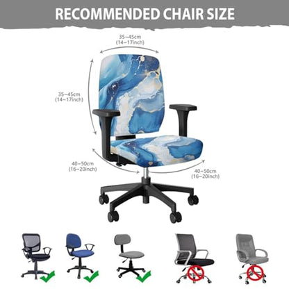 Blue Marble Print Office Chair Arm Cushion Soft Breathable Universal Protective Desk Chair Seat Cover with Armrest Pads for Game and PC Chairs - color: Blue Marble Print