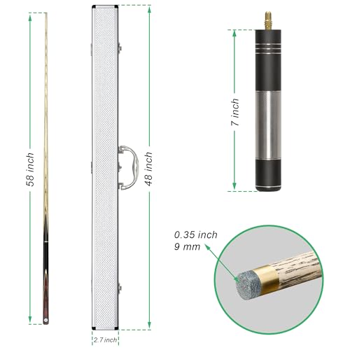 HomeSeason 57inch Snooker Cue Stick 18oz 3/4 Jointed Pool Cue, with Extension, Cue Case, Durable Ash Wood and Red Maple Construction Billiards Cue - color: HSS04