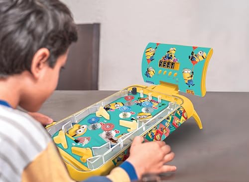 Lexibook, Despicable Me, Electronic Table Pinball, Action & Reflex Games for Kids and Family, LCD Screen, Light and Sound Effects, Yellow/Blue, JG610DES