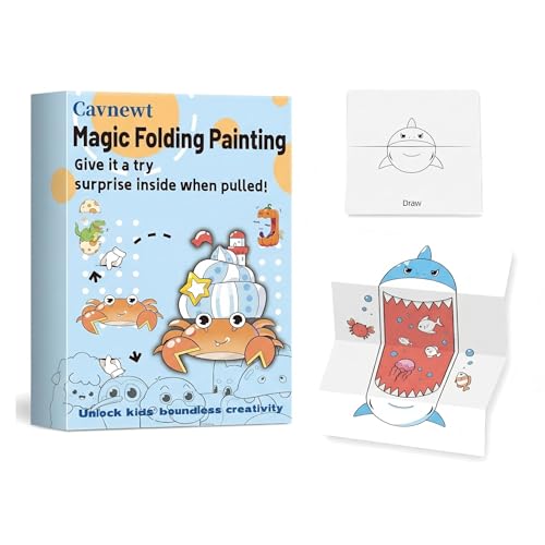 Cavnewt Kids Coloring Book with Foldable Surprise Design, Expandable Long Coloring Pages, Creative Drawing Activity Book for Toddlers & Kids, Screen-Free Travel Activity,Ideal Gift for Kids