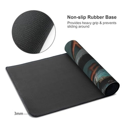Large Extended Gaming Mouse Pad with Stitched Edges, (35.4X15.7In) Durable Non-Slip Natural Rubber Base, Waterproof Computer Keyboard Pad Mat for Esports Pros/Gamer/Desktop/Office/Home (C) - color: C