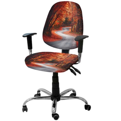 Savannan Office Chair Cover, Rustic Maple Leaf Tree Road Protective Stretch Elastic Universal Cover for Desk Task Chair,Computer Rotating Chair 1 Pcs Watercolor Autumn Leaves