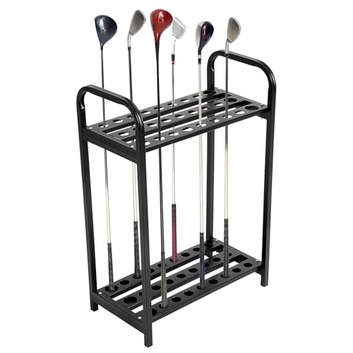 Hicarer 27 Hole Golf Club Holder Metal Golf Club Organizer Stand Rack Putter Stand Display for Indoor and Outdoor Use Home, Black - style: 27 Hole