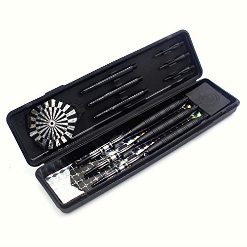 Soft Tip Darts Set for Electronic Dart Board 22g Plastic Tip Darts Set with Brass Barrels&Aluminum Shafts, 6 Flights 3 Spare Plastic Dart Shaft 20 Soft Tips Portable Case (22g-Silver&Black)