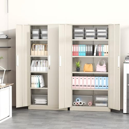 Greenvelly Metal Garage Storage Cabinet, 72” Locking Steel Garage Cabinet with 2 Doors and 4 Shelves, Tool Cabinets, Metal File Cabinet for Home Office, Basement, Classroom, Grey(32" ×16") - color: Grey, style: 72"H