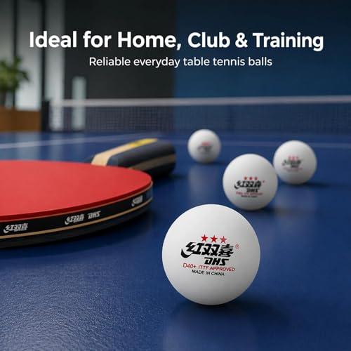 DHS D40+ 3-Star Ping Pong Balls, ITTF Approved, Official Size 40+mm, Consistent Bounce for Training and Competition, White, 10 Count