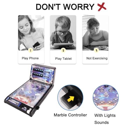 Christmas Tabletop Pinball Machine, Mini Pinball Game Toy with Lights Sounds, Electronic Tabletop Pinball Machine for Birthday Party Gift, Retro Arcade Pinball Kit for Kids