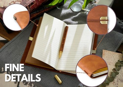 InnoBeta Bowling Lovers Gifts, Journal & Pen Set, 7.8x5 Inches | Vegan leather|Easy-to-Carry|Card Slot|Refillable Notebook|Leather with Faith Message|Travel Diary