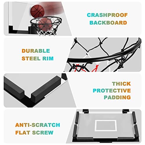 Indoor Basketball Hoop Boys Gifts for Teens Door Room Basketball Hoop Mini Hoop with Scoreboard, 3 Balls and Batteries Basketball Toys for 8 9 10 11 12 - style: BlackWhite Basketball Hoop without Scoer