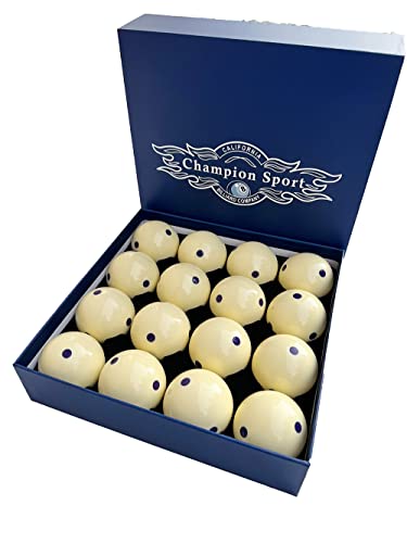 Champion 2-1/4" Billiard Practice Training Pool Cue Ball (6 dot, 16 Balls/Box, Purple, Black, Green, Blue, Red - size: Purple six dot