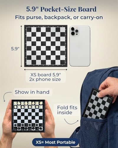 Travel Chess Set Magnetic Portable Folding Board - Small Mini Pocket Chess Set (X-Small / 5.9 Inch) - size: X-Small / 5.9 Inch