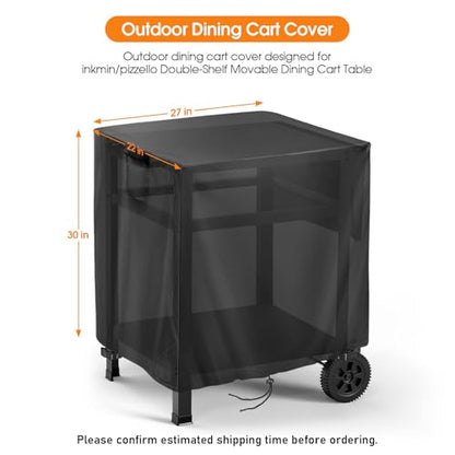 Outdoor Prep Table Cover for Inkmin Double-Shelf Movable Dining Cart Table, Patio Bar Cart Cover, Waterproof Outdoor Grill Cart Covers Pizza Oven Covers - 27 x 22 x 30 Inch - size: 27" x 22" x 30"