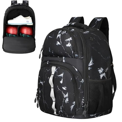 Goloni 2 Ball Bowling Backpack,Bowling Ball Bag with Shoe Compartment & Portective Foam Padded, Fits Shoes Up to US Size 16 - color: Crack Black