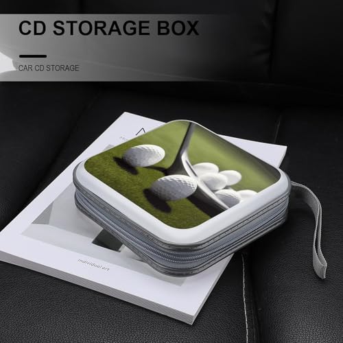 Golf CD Case 40 Capacity Case Zipper CD Collection Bag with Handles Cover DVD Storage Hard Plastic DVD Disc Cases Storage Binder for Car Home Office Travel