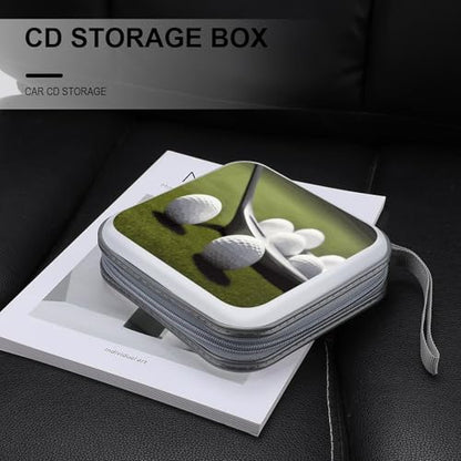 Golf CD Case 40 Capacity CD/DVD Case Holder Disc Storage Organizer Wallet Bag Portable Zipper CD Case Holder for Car Home Office Travel