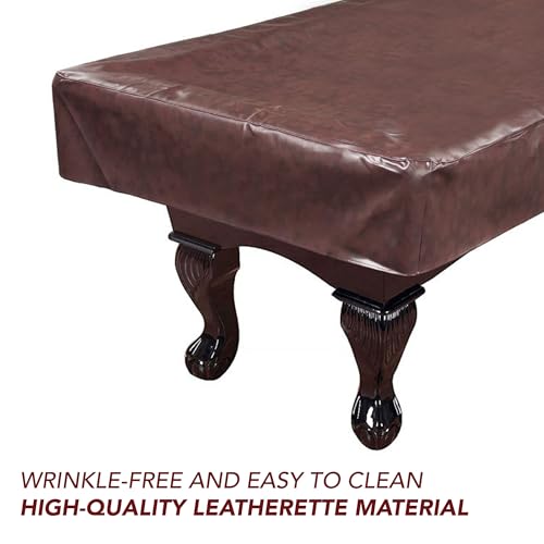 Hathaway 7 Foot Pool Table Cover Fitted – Brown Leatherette Billiard Table Cover with Cotton Lining and Reinforced Seams – Dust and Spill Protection for Game Room Tables