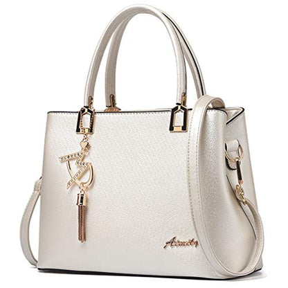 Womens Purses and Handbags Shoulder Bags Ladies Designer Top Handle Satchel Tote Bag - color: Beige