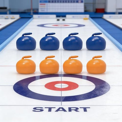 Curling Board Game Tabletop Edition with Large Roll Up Mat Portable Indoor Outdoor Family Fun Interactive Desktop Curling for Home Party Travel