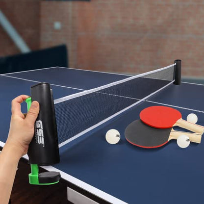 GSE Games & Sports Expert Adjustable Retractable Ping Pong Net Set & Post. Professional Table Tennis Rackets and Balls, Net with Posts and Storage Bag - Pingpong Paddle and Game Table Accessories. | Adjustable - color: Black Net