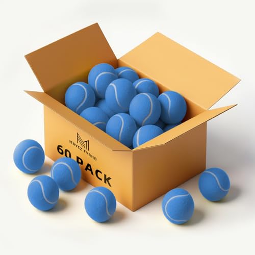 60/120 Pack Tennis Balls, Training Tennis Balls, Pet Dog Playing Balls, Practice Tennis Balls with Mesh Bag for Transport and Beginner Training - color: Blue-60Pack