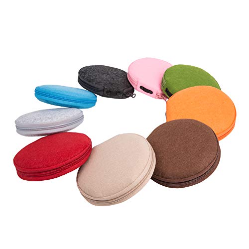 ELEZAY Small CD Case Round Felt 20 Capacity CDs Storage Wallet DVD Disc Holder,Orange - color: A-Orange
