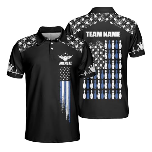 GABITA Personalized Bowling Jerseys for Men, Custom Bowling Polo Shirt, Bowling Shirts Gift for Bowler Team Player - color: A10