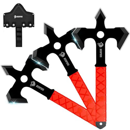 NedFoss Axe Throwing, 11.9" Full Tang Triple Edge Throwing Axe with Sheath | TPE Rubber Handle, Axe Throwing Set 3 for Backyard Recreation Axe Throwing Game, Christmas Halloween Gifts for Women Men