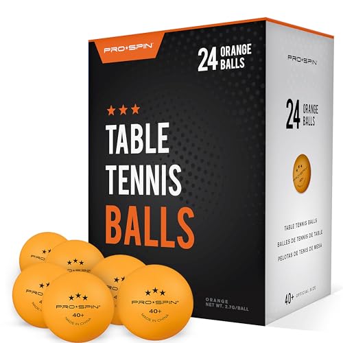 PRO-SPIN Ping Pong Balls - 3-Star Premium Orange Table Tennis Balls | High-Performance 40+ ABS Professional Quality | Ultimate Durability for Indoor & Outdoor Ping Pong Tables - color: Pack of 24