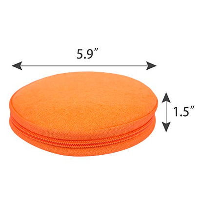 ELEZAY Small CD Case Round Felt 20 Capacity CDs Storage Wallet DVD Disc Holder,Orange - color: A-Orange