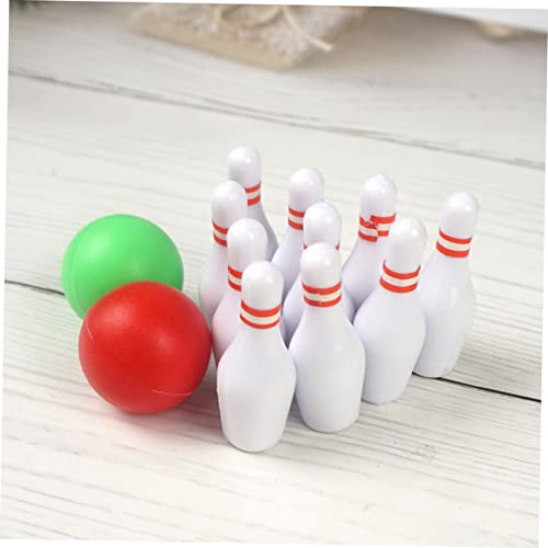 2sets Mini Bowling Model of Simulated Bowling for Mini House Decoration Creative and Realistic Accessory for Photography and Play