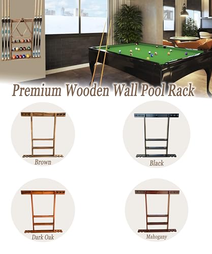 Pool Cue Stick Holder Wall Mount, Pool Cue Holder, Billiard Cue Rack For Pool Table Accessories. Pool Table Stick Holder Wall Mount Made Of 100% Solid Wood (Dark Oak) - color: Dark Oak