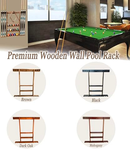 Pool Cue Stick Holder Wall Mount, Pool Cue Holder, Billiard Cue Rack For Pool Table Accessories. Pool Table Stick Holder Wall Mount Made Of 100% Solid Wood (Dark Oak) - color: Dark Oak