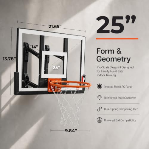 Efficraft Mini Basketball Hoop, Adjustable Indoor Wall Mount, Silent Ball | 7 Level Adjustable Height, Quiet&Bounce Dual Ball Set, Shatter Resistant pc Backboard, Spring Metal Rim, Metal Bracket - color: White, size: X-Small