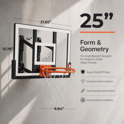 Efficraft Mini Basketball Hoop, Adjustable Indoor Wall Mount, Silent Ball | 7 Level Adjustable Height, Quiet&Bounce Dual Ball Set, Shatter Resistant pc Backboard, Spring Metal Rim, Metal Bracket - color: White, size: X-Small