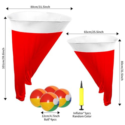 7 Pcs Granny Pants Yard Game Set – Large & Small Pants with 4 Bouncy Balls and 1 Air Pump,Fun Parent-Child Outdoor Game for Family Reunion, Group Parties & Backyard Activities - color: Red White A