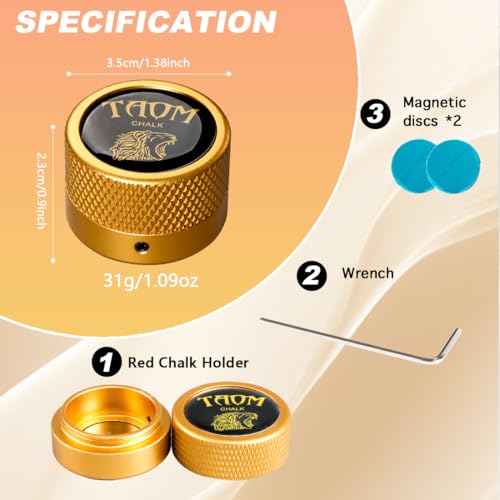 TAOM Upgrade Pool Chalk Holder Round Shaped Practical Tool Billiards Accessories Magnetic Mini Chalk Tip Case Container Round Box Billiards,Cue Tip Tool Scuffer Shaper - color: 2-Single Chalk holder-Yellow